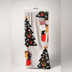 Berkshire Festive Cat tree Gray and Red Throw Blanket - See video